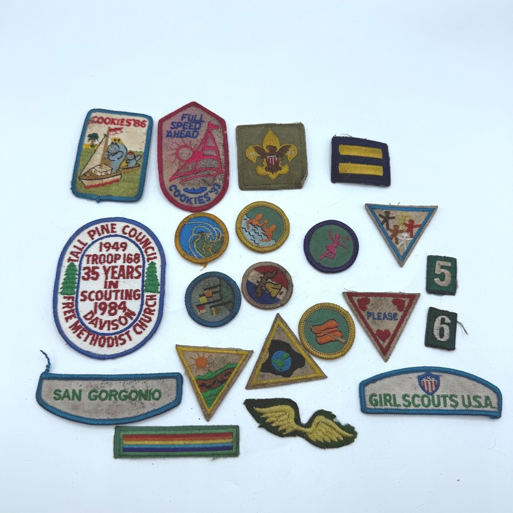Vintage Boy Girl Scout Patch Lot Tall Pine Council San Gorgonio Merit Badges 20